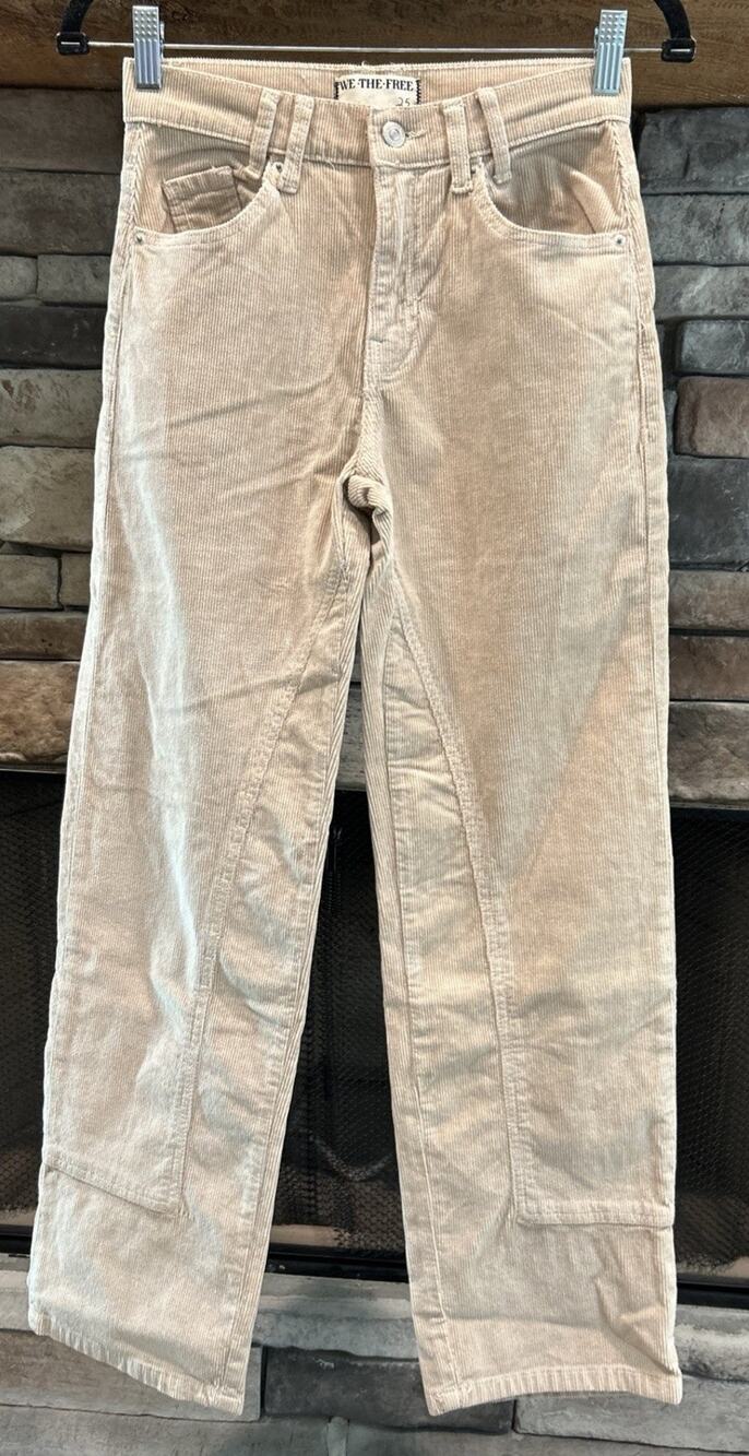 Women’s WE THE FREE Beige Risk Taker Mid Rise Corduroy Pants Size 25 *B8